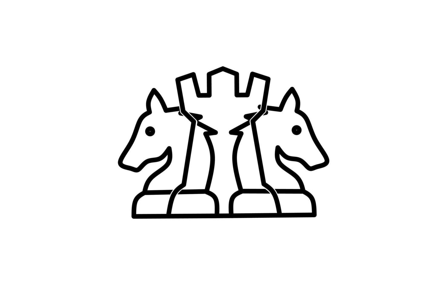 outline rook knight chess logo icon vector