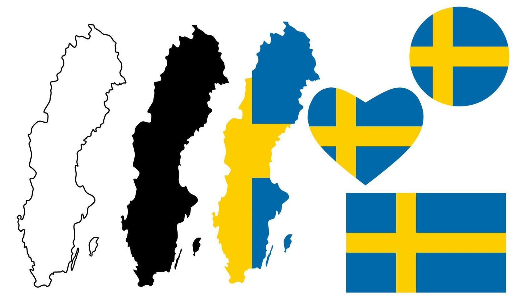 Kingdom of Sweden map flag icon set vector