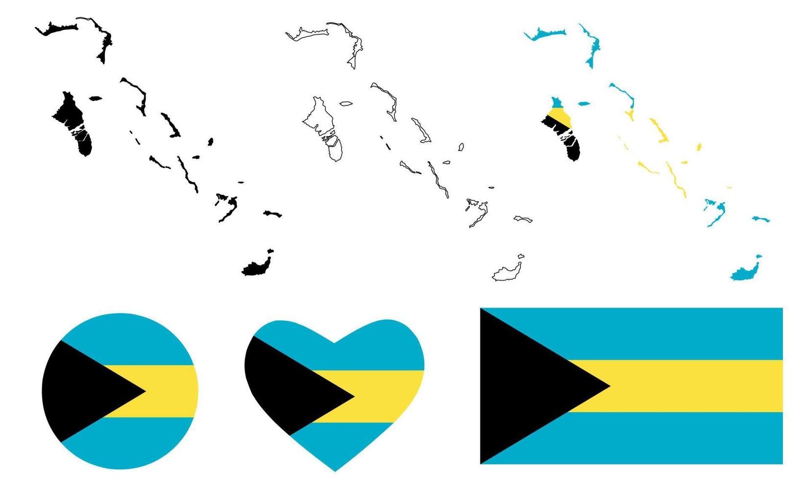 Commonwealth of The Bahamas map flag icon set vector