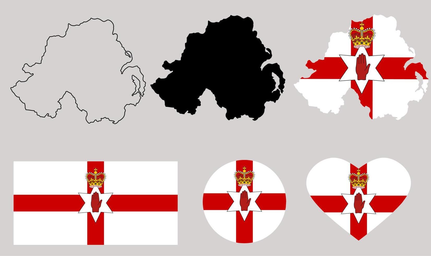 Northern Ireland map flag icon set vector