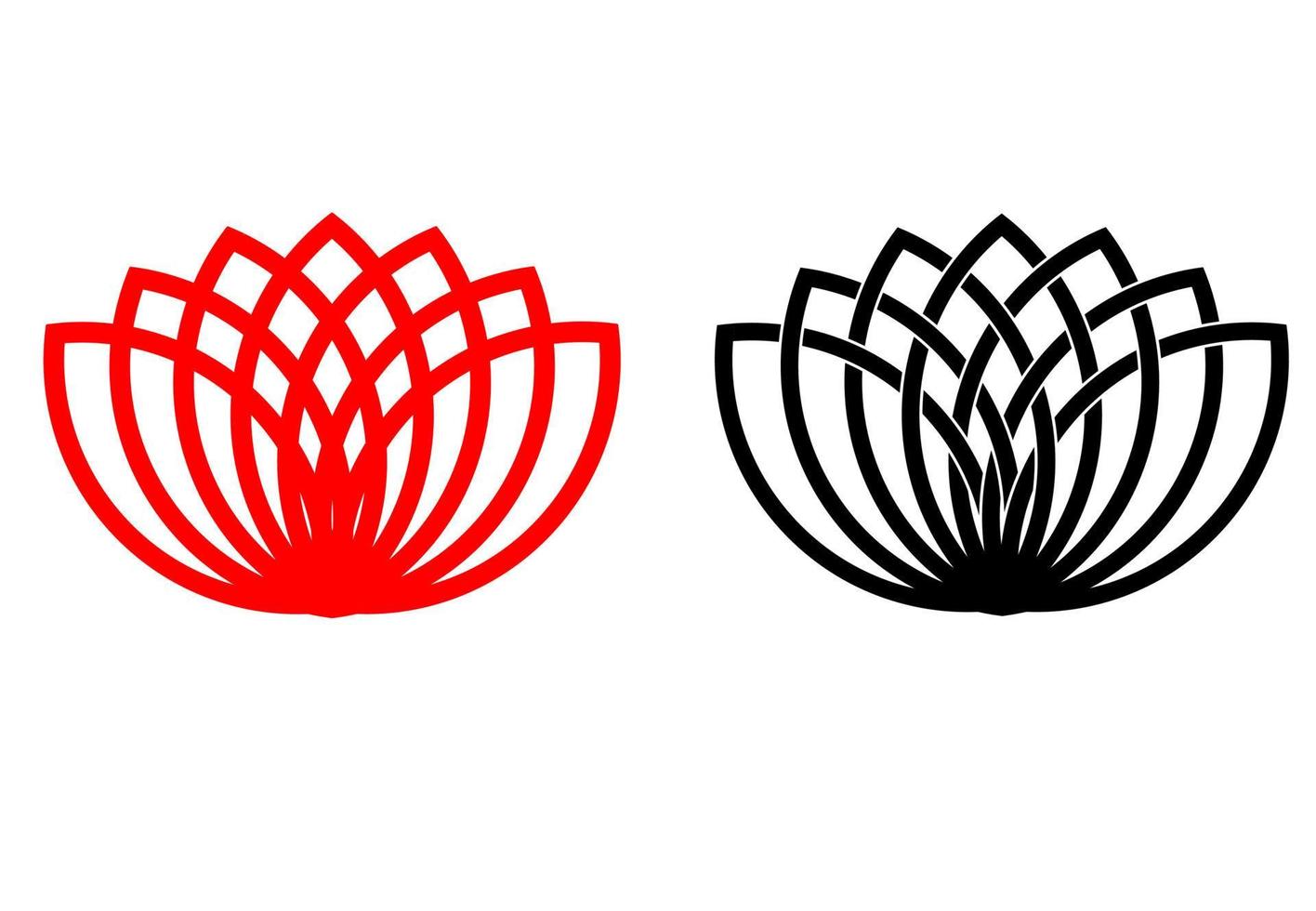 outline lotus icon set vector
