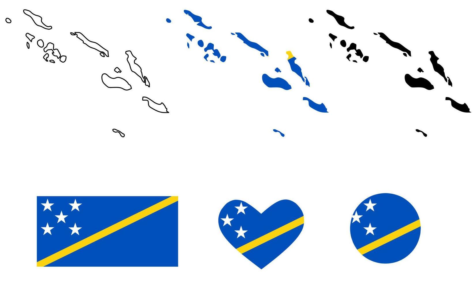 conjunto de iconos de bandera de mapa de islas salomón vector