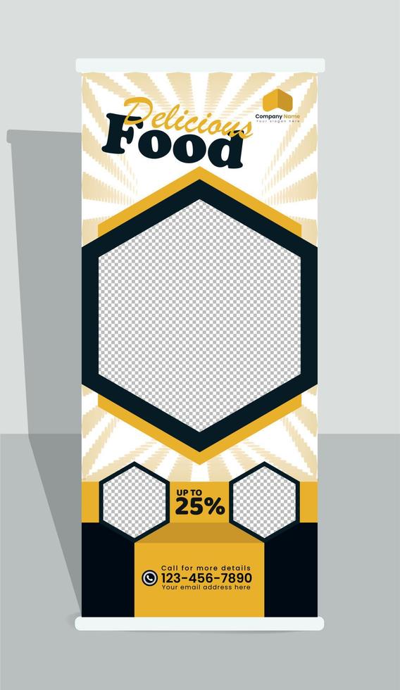 Food and restaurant roll up banner design vector