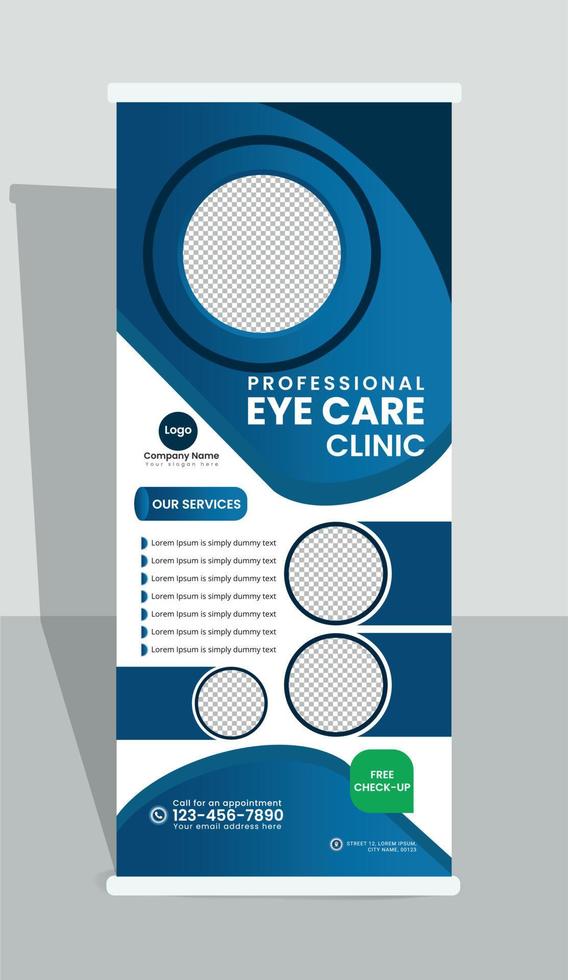 Roll up banner for eye clinic vector