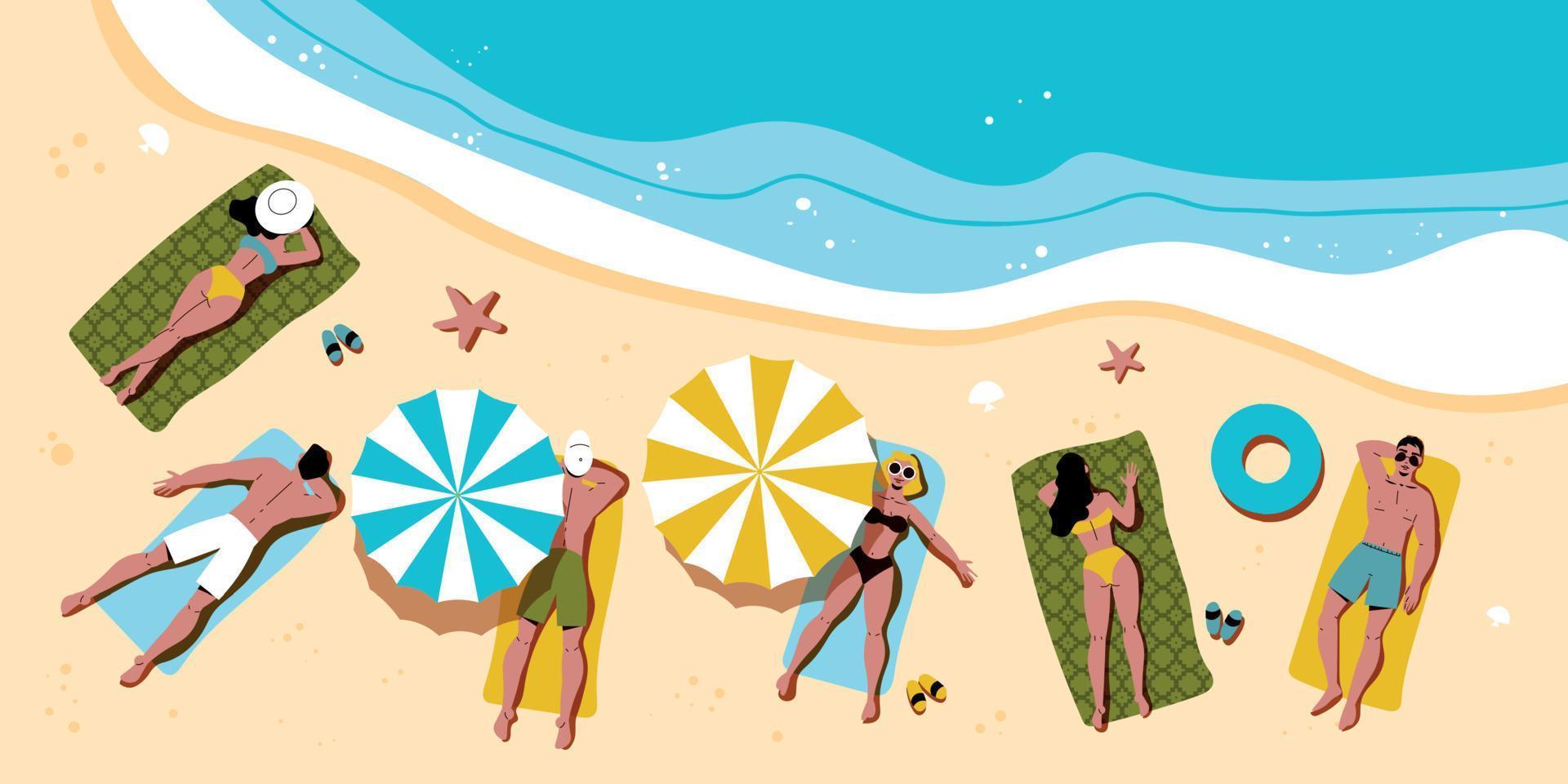 ilustración de playa tropical vector