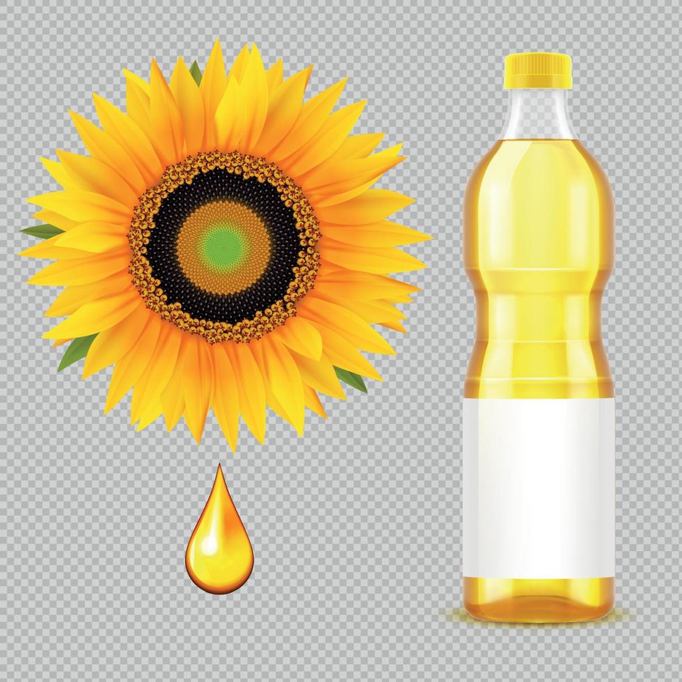 conjunto transparente de aceite de girasol vector