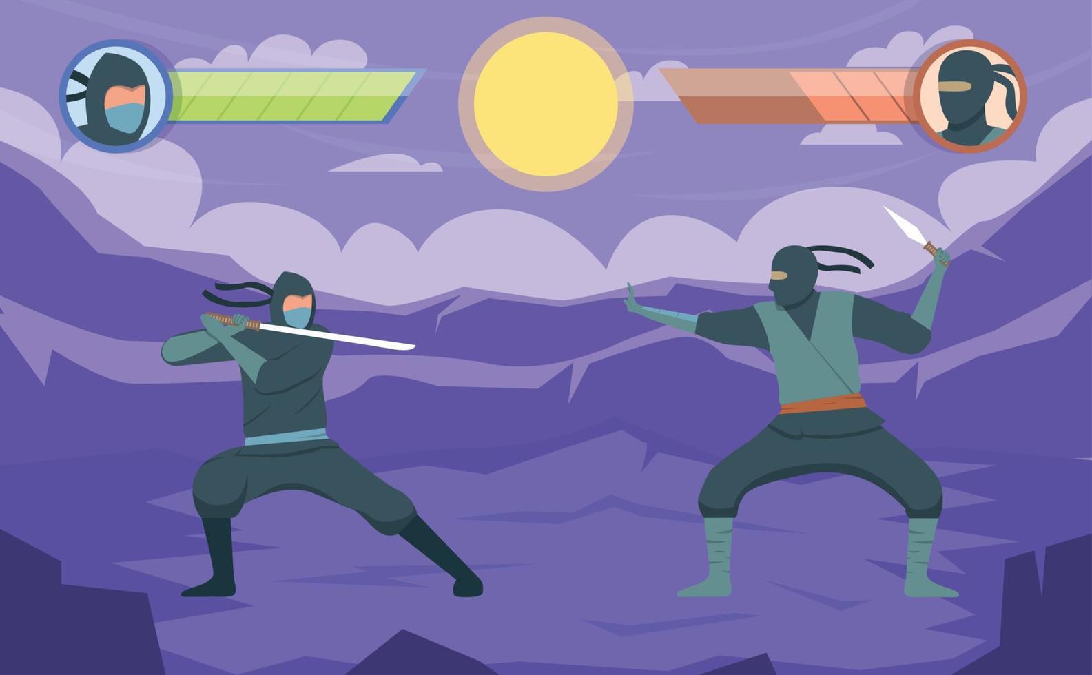 ilustración plana ninja vector