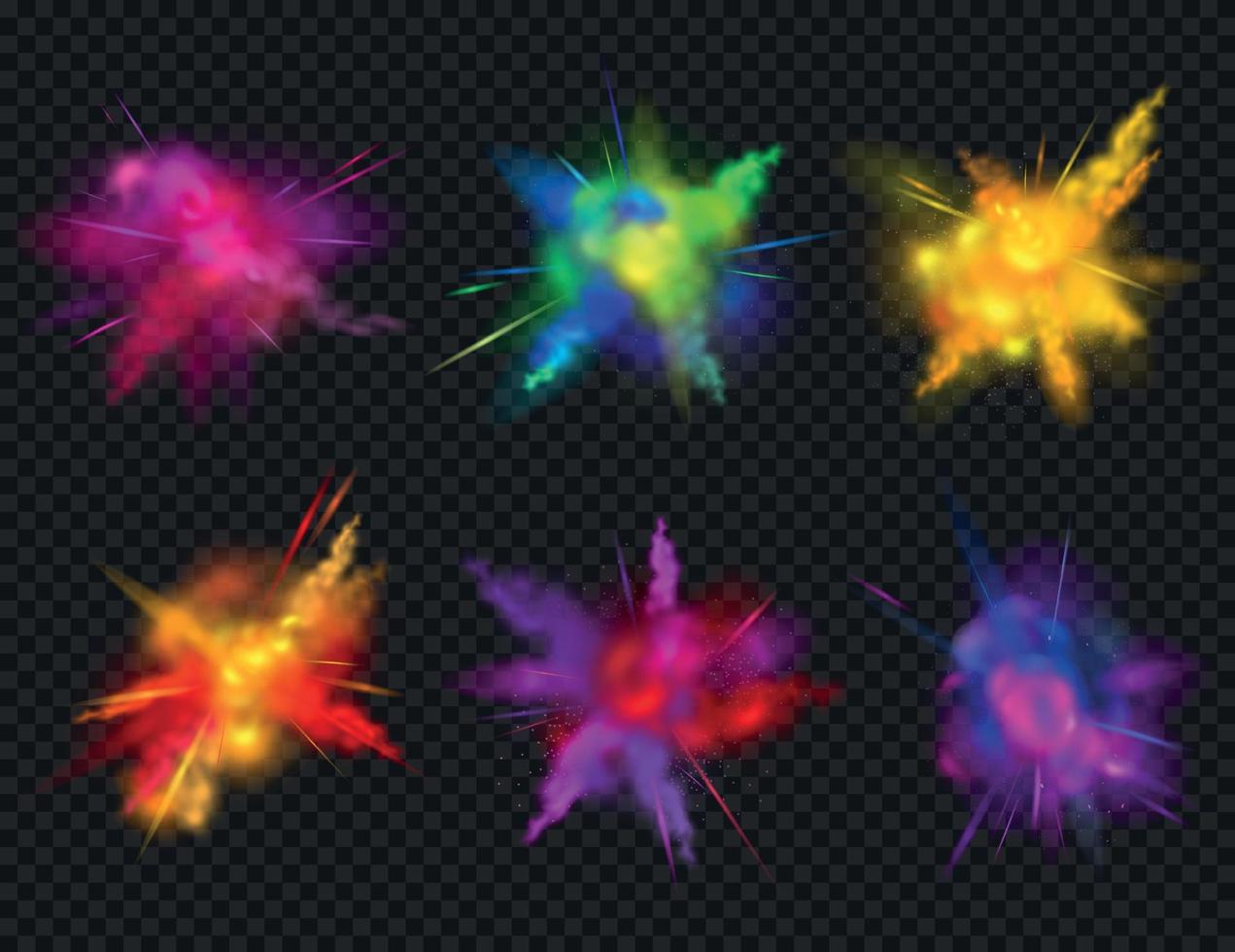 Realistic Colored Splashes Transparent Icon Set vector