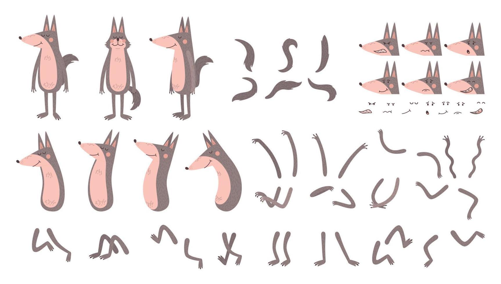 Wolf Character Set vector