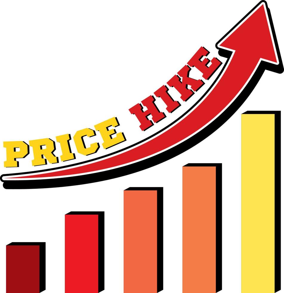 Price hike with red arrow pointing up vector