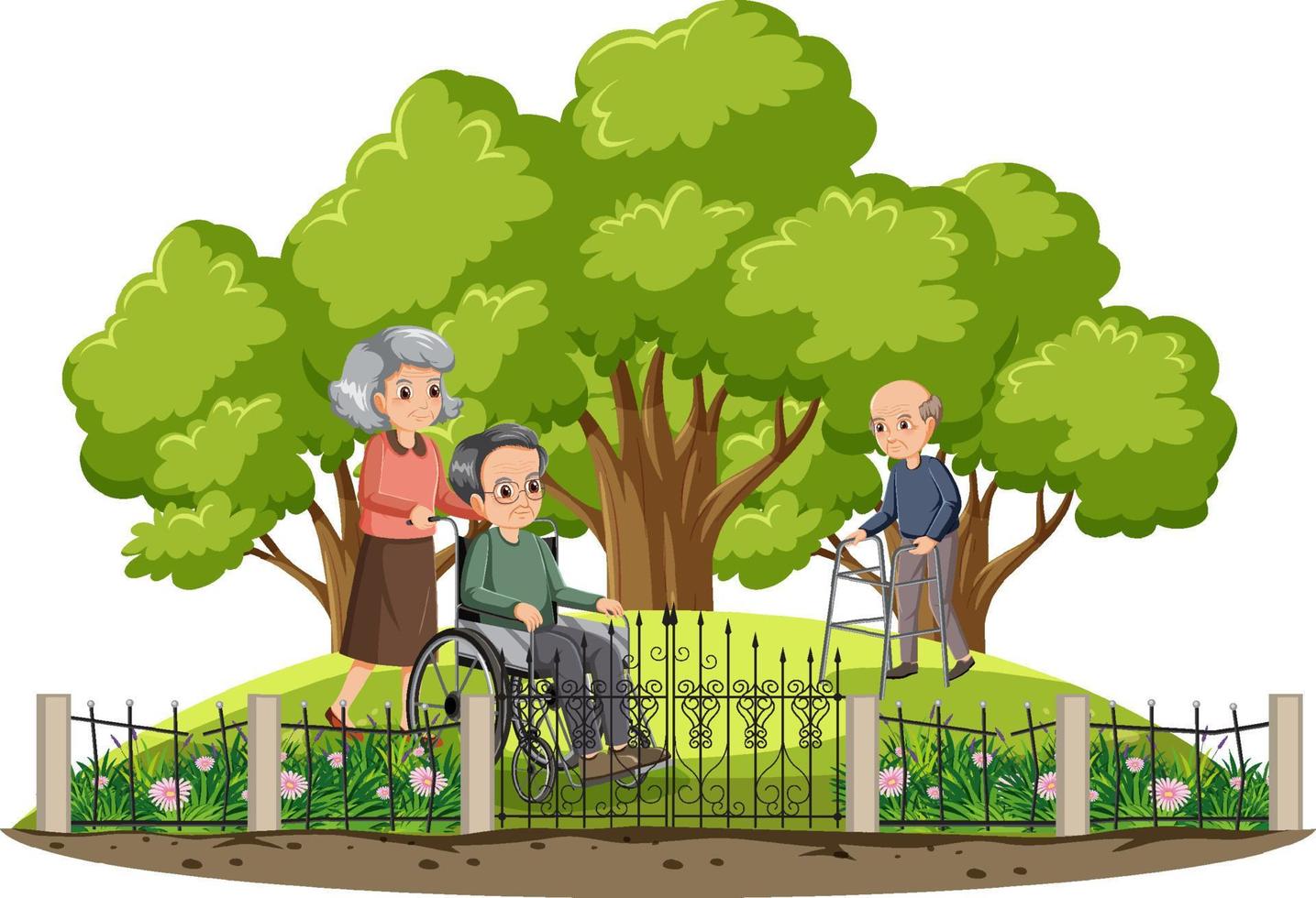 Elderly people at park vector