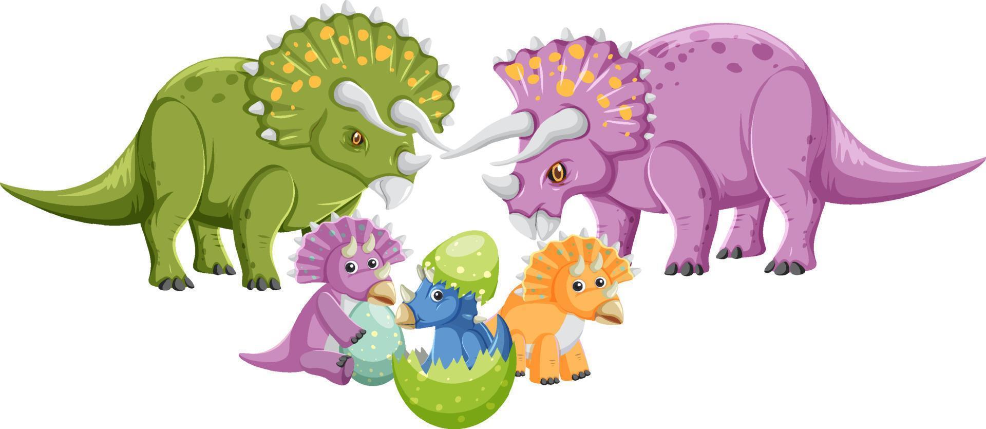 triceratops y personajes de dibujos animados de bebés vector