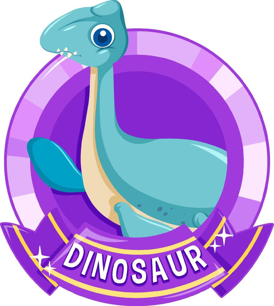 Cute dinosaur cartoon badge vector