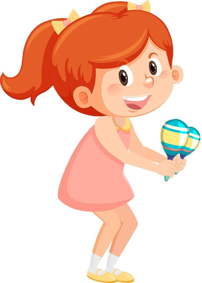 Cute girl playing maracas vector