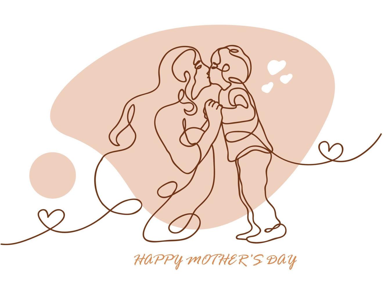 One line happy mothers day design vector illustration.