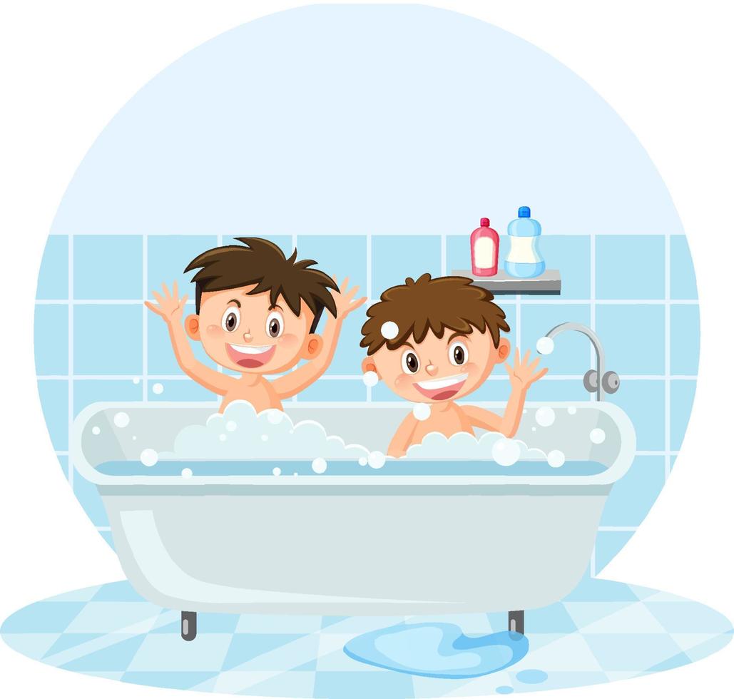 Happy children in bathtub vector
