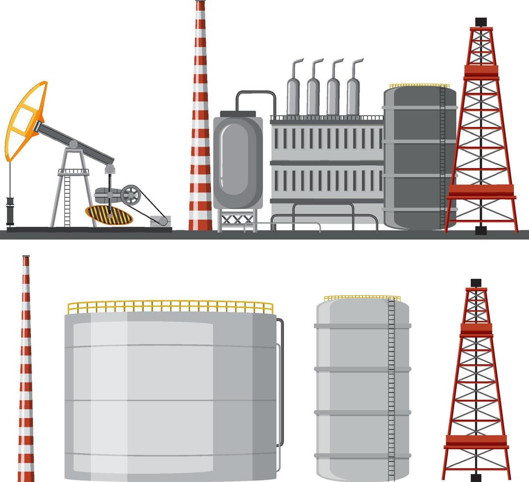 diseño de dibujos animados de fábrica de la industria petrolera vector