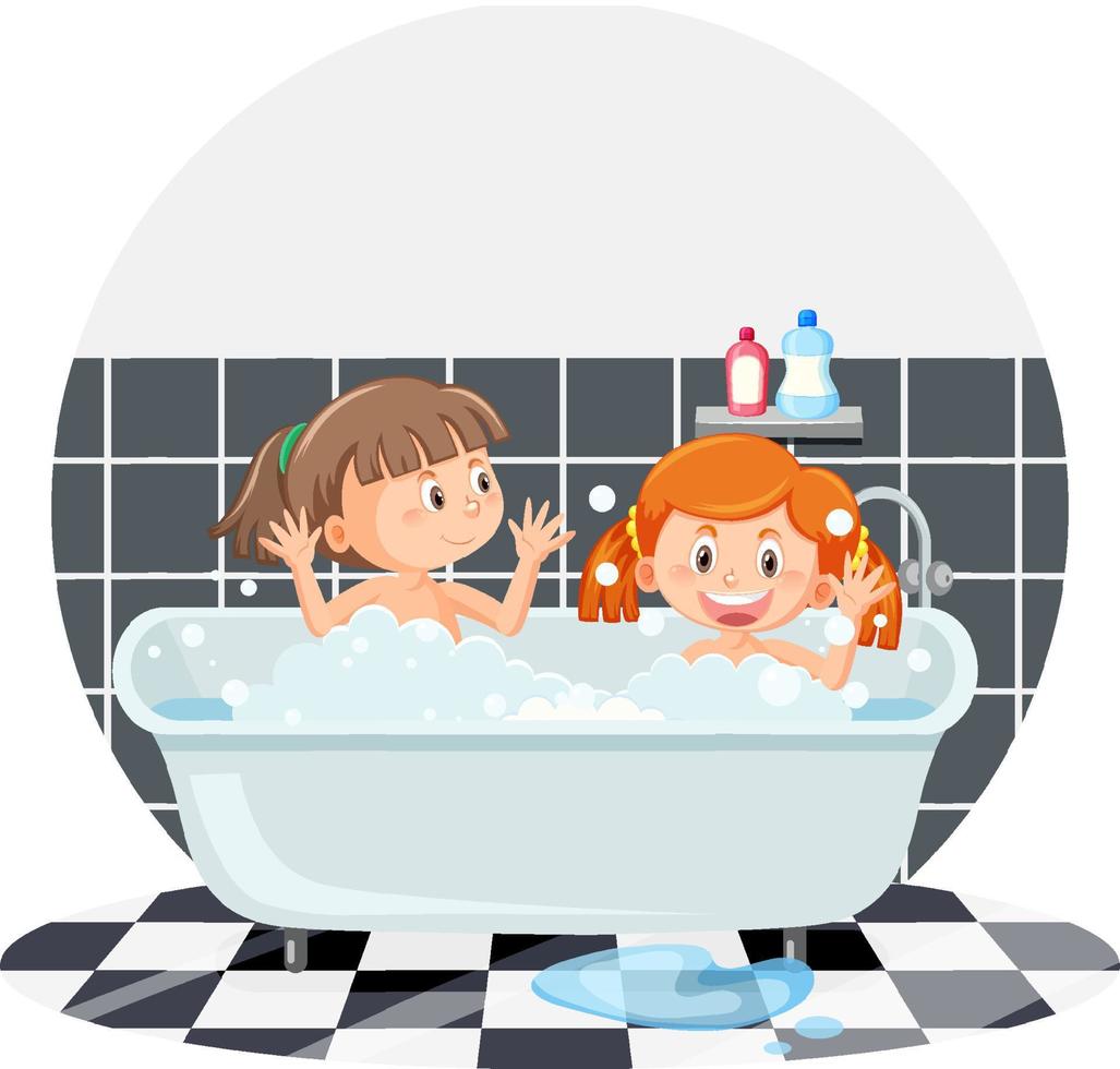 Happy children in bathtub vector