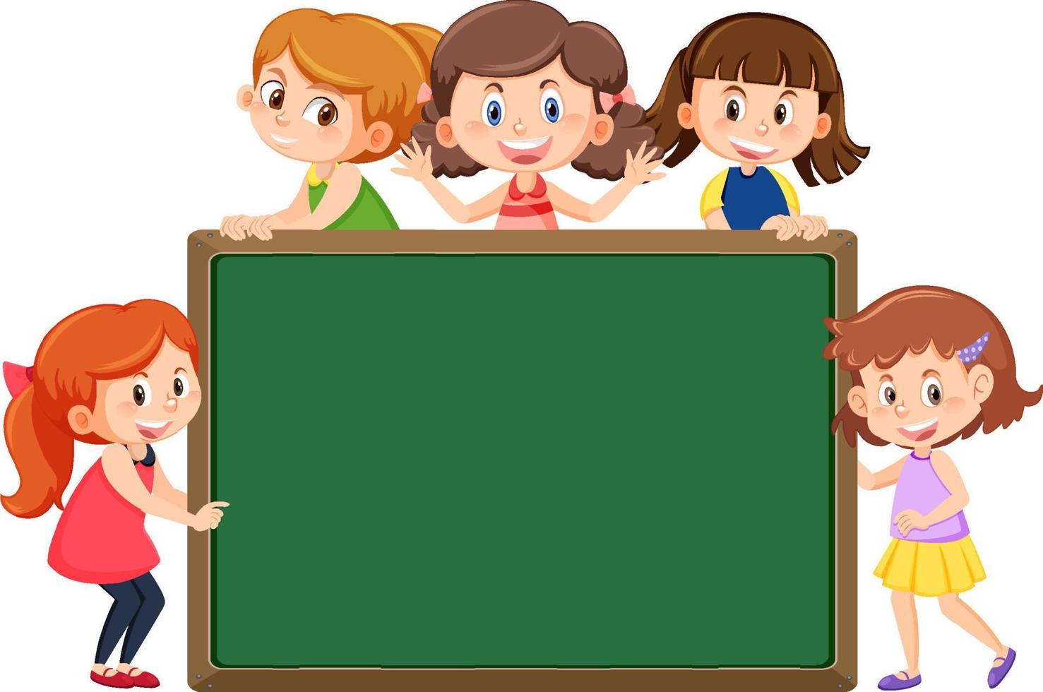 Cute children with empty chalkboard isolated vector