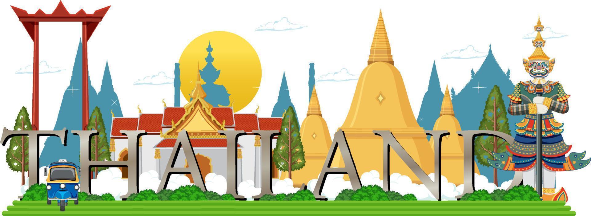 hitos de la atracción de bangkok tailandia vector