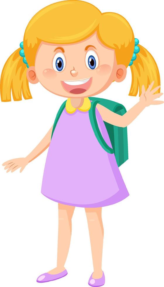 Female student cartoon character with backpack vector