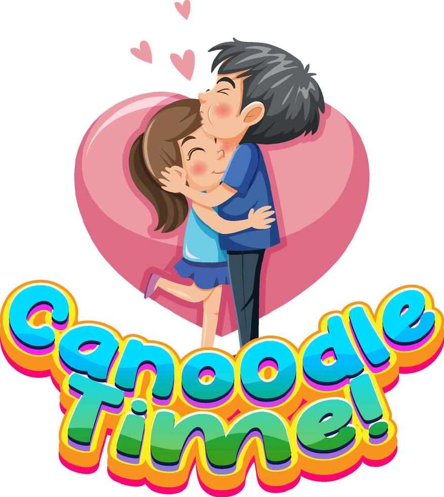 Canoodle time word text with couple in love vector