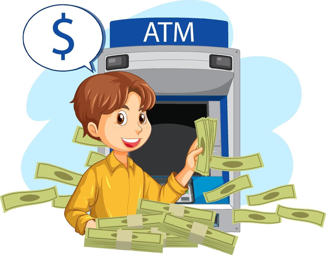 A man withdraw money from atm machine vector