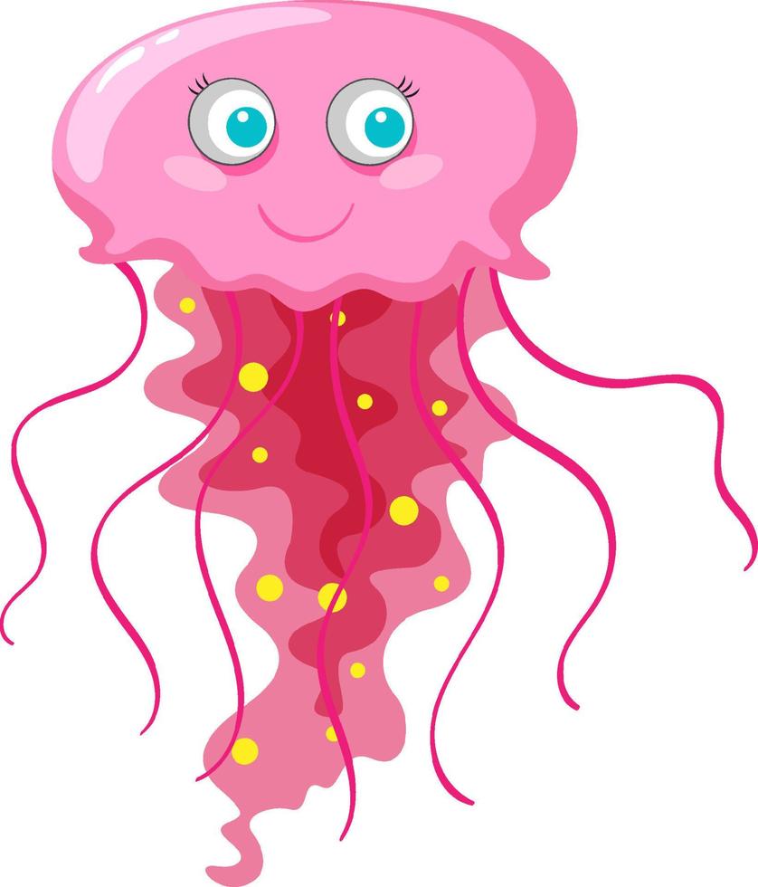 A pink jellyfish in cartoon style vector