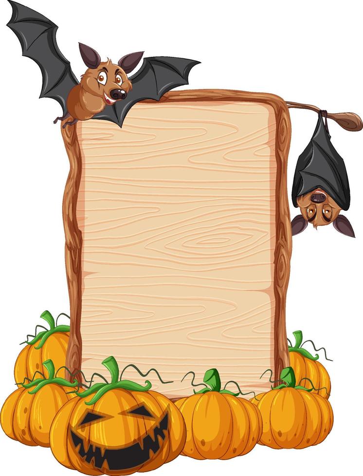 Bat with wooden sign banner vector