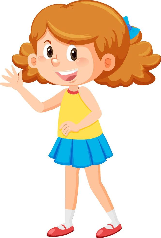 Cute girl with curly hair cartoon vector