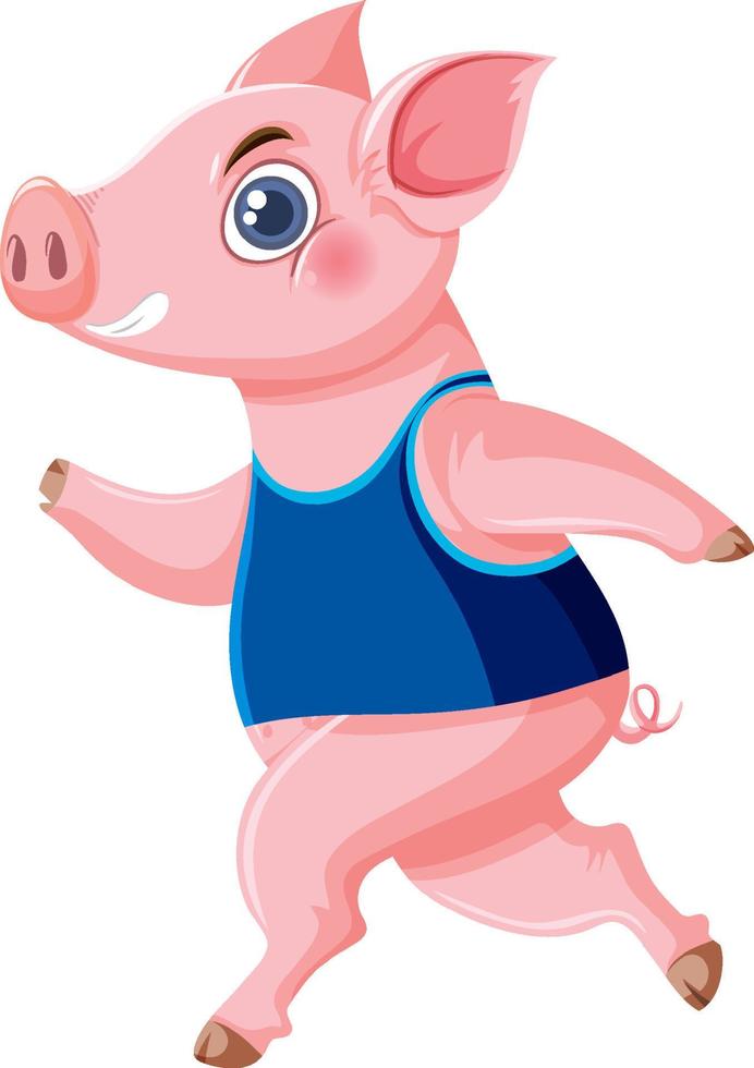 lindo cochinillo corriendo personaje de dibujos animados vector