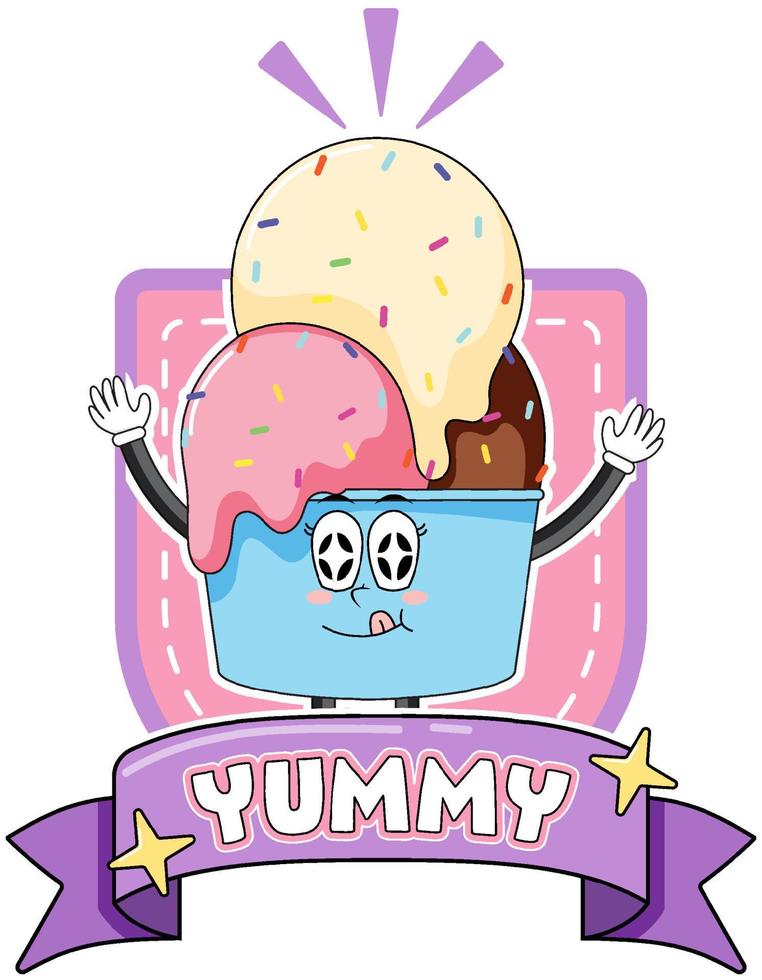 Funny ice cream cartoon character vector