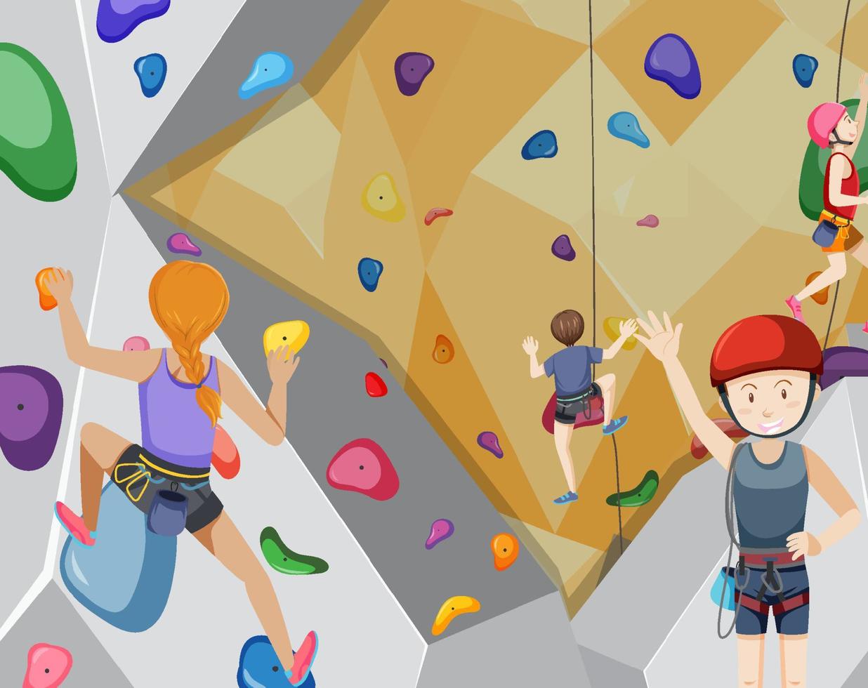 Indoor rock climbing gym vector