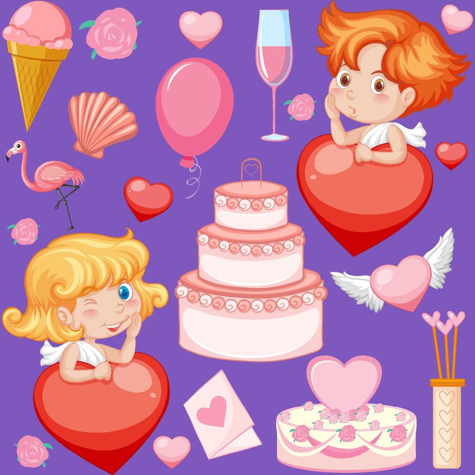 Little cupid and heart seamless pattern vector
