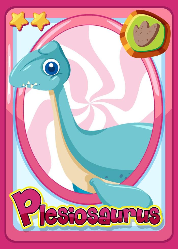 Plesiosaurus dinosaur cartoon card vector