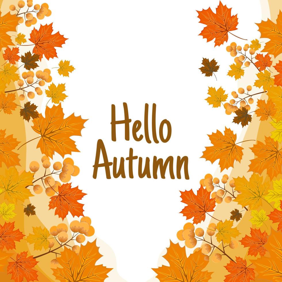 fondo de marco de otoño con hojas de color amarillo dorado. concepto de caída, para papel tapiz, postales, tarjetas de felicitación, páginas web, pancartas, ventas en línea. ilustración vectorial vector