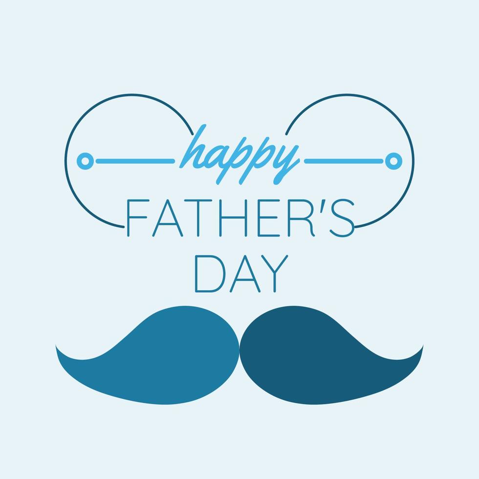 Vector illustration of Father's Day greeting card, with Happy Father's Day lettering decorated with hearts and blue background.