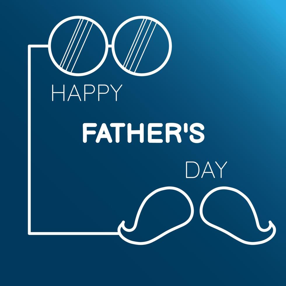Vector illustration of Father's Day greeting card, with Happy Father's Day lettering decorated with hearts and blue background.
