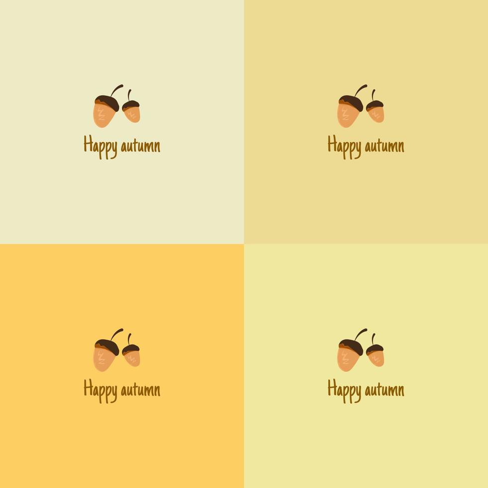 fondo de bellota minimalista, 4 colores de fondo cálidos, concepto de otoño vector