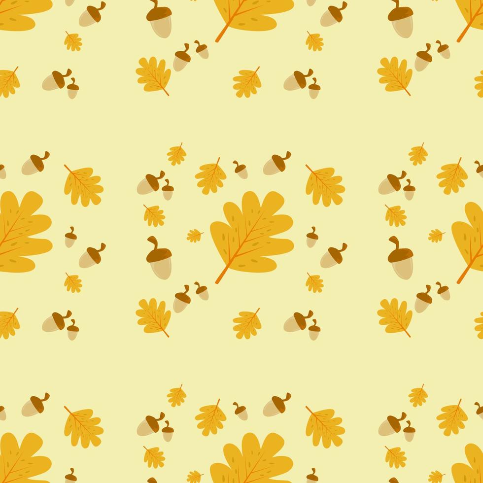 Seamless pattern Autumn background with leaves golden yellow. fall concept,For wallpaper, postcards, greeting cards, website pages, banners, online sales. Vector illustration