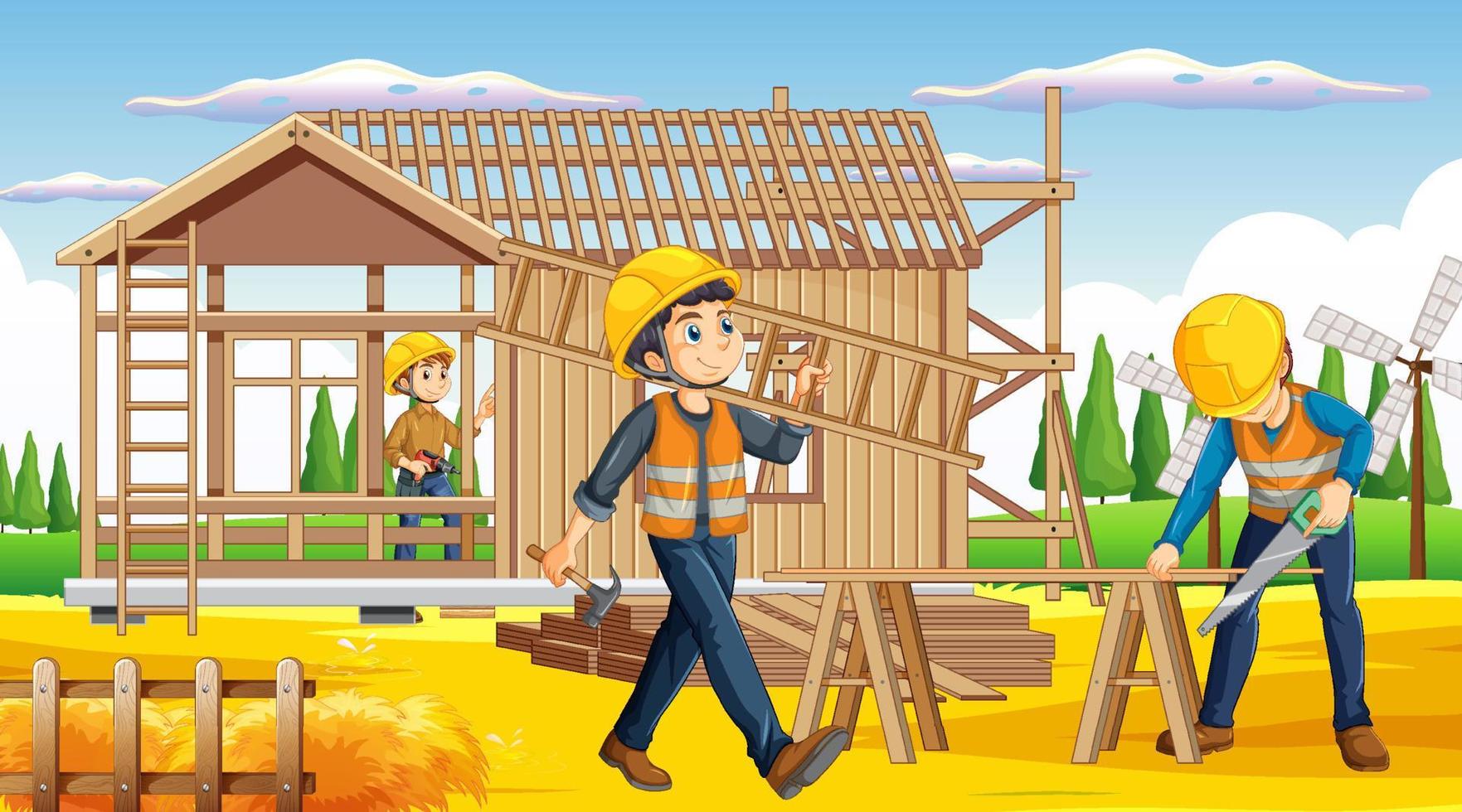 Building construction site background vector