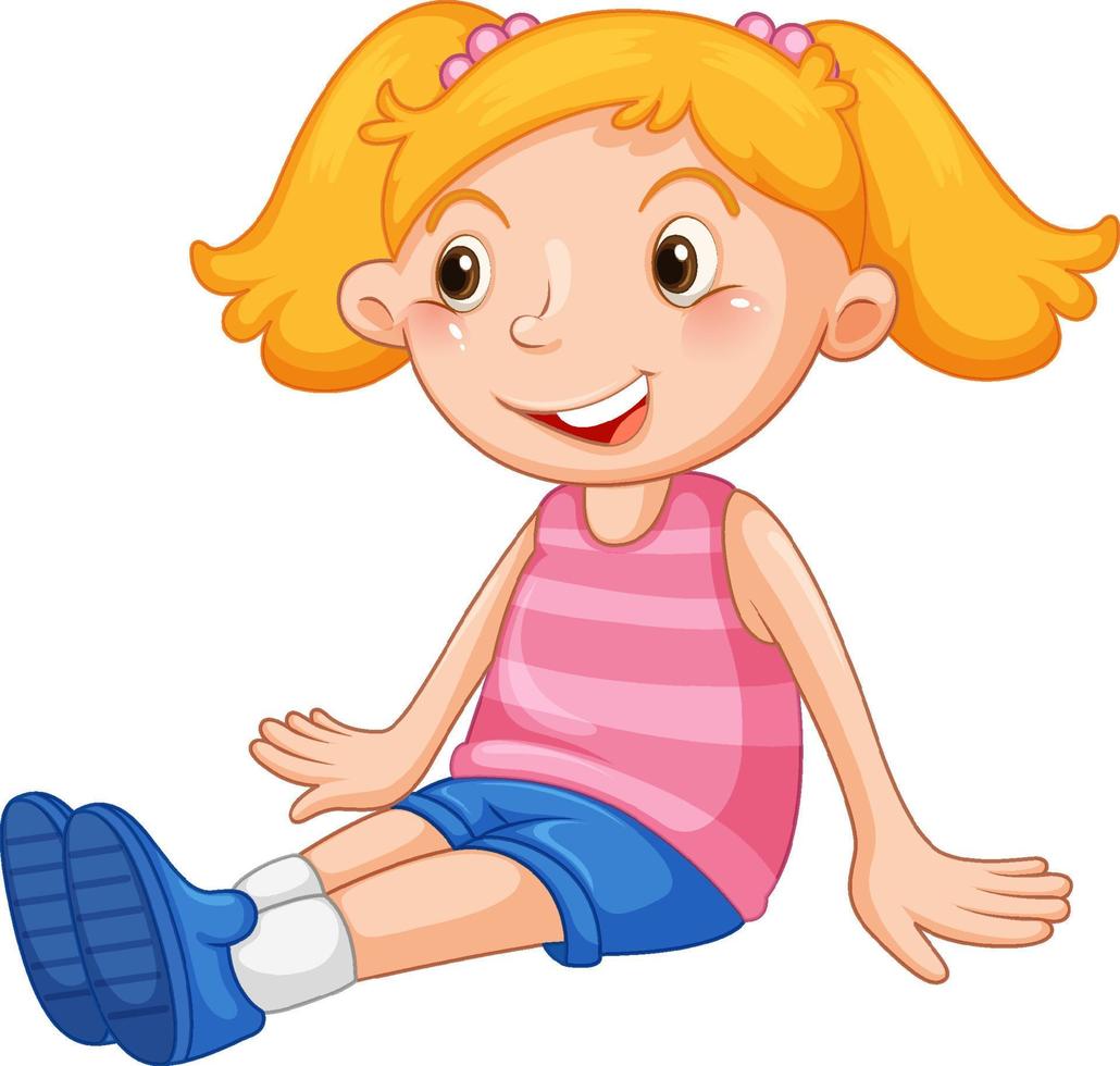 Little girl with happy face sitting vector