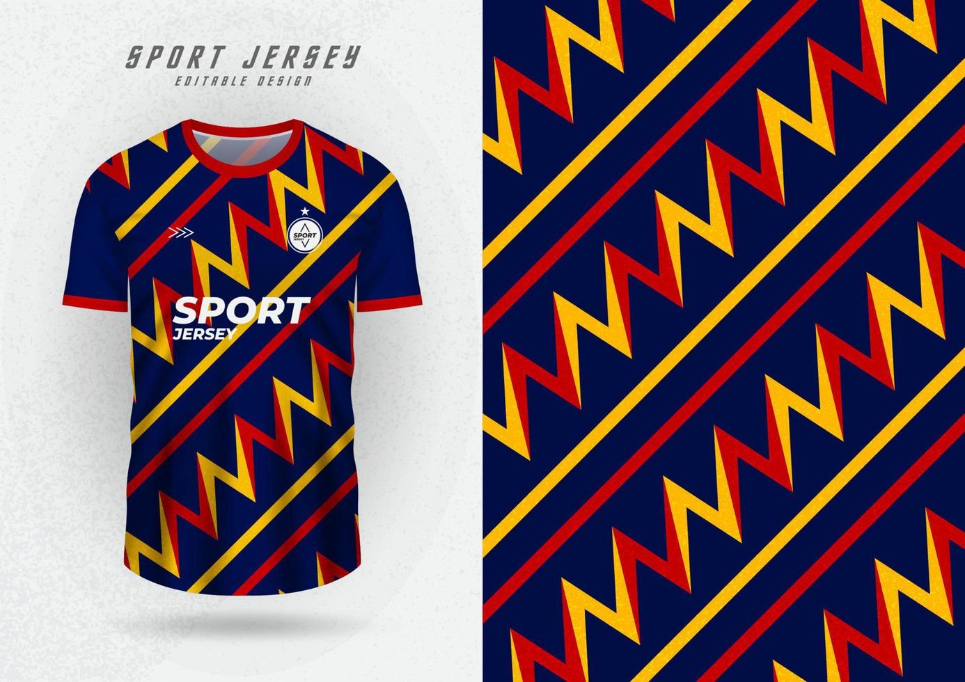 fondo de maqueta para una camisa deportiva azul marino a rayas en zigzag. vector