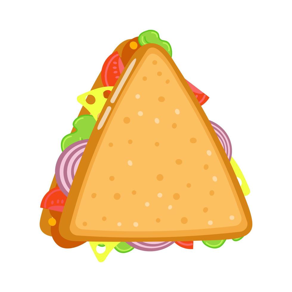 lindo personaje de sándwich divertido. icono de ilustración de personaje kawaii de dibujos animados dibujados a mano vectorial. aislado sobre fondo blanco. concepto de personaje de sándwich vector