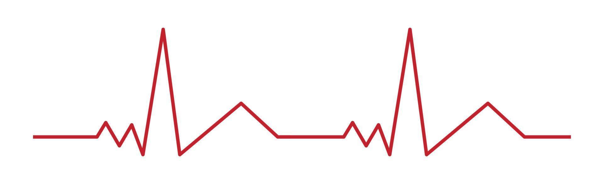 Heart pulse - curved red line on a white background - Vector