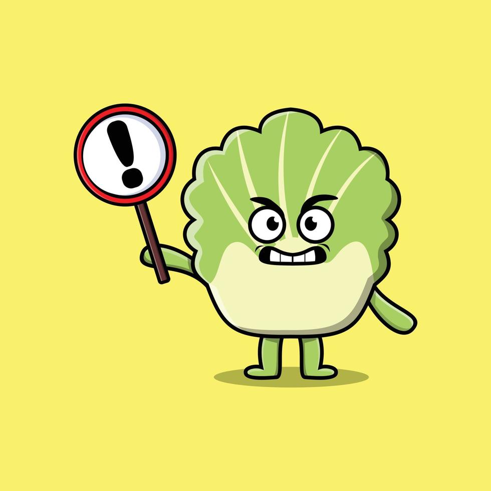 Cartoon chinese cabbage exclamation sign board vector