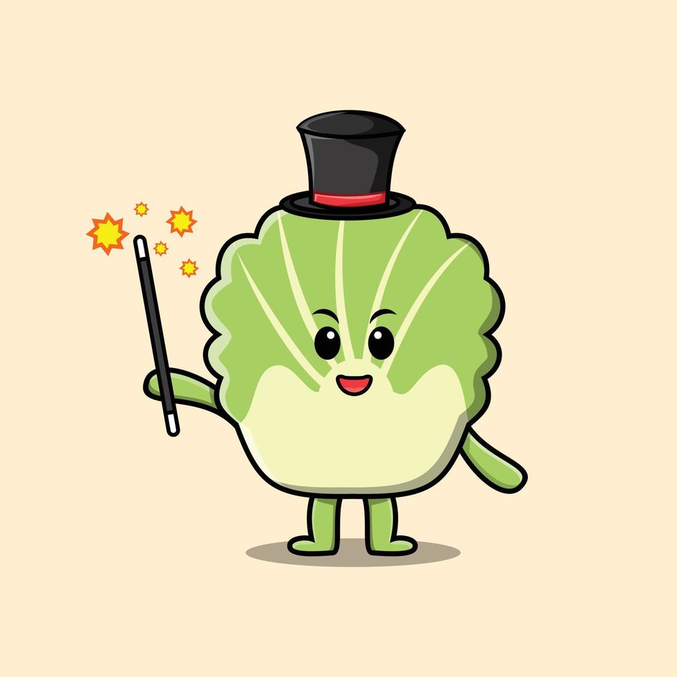 A gorgeous smart cartoon magician chinese cabbage vector