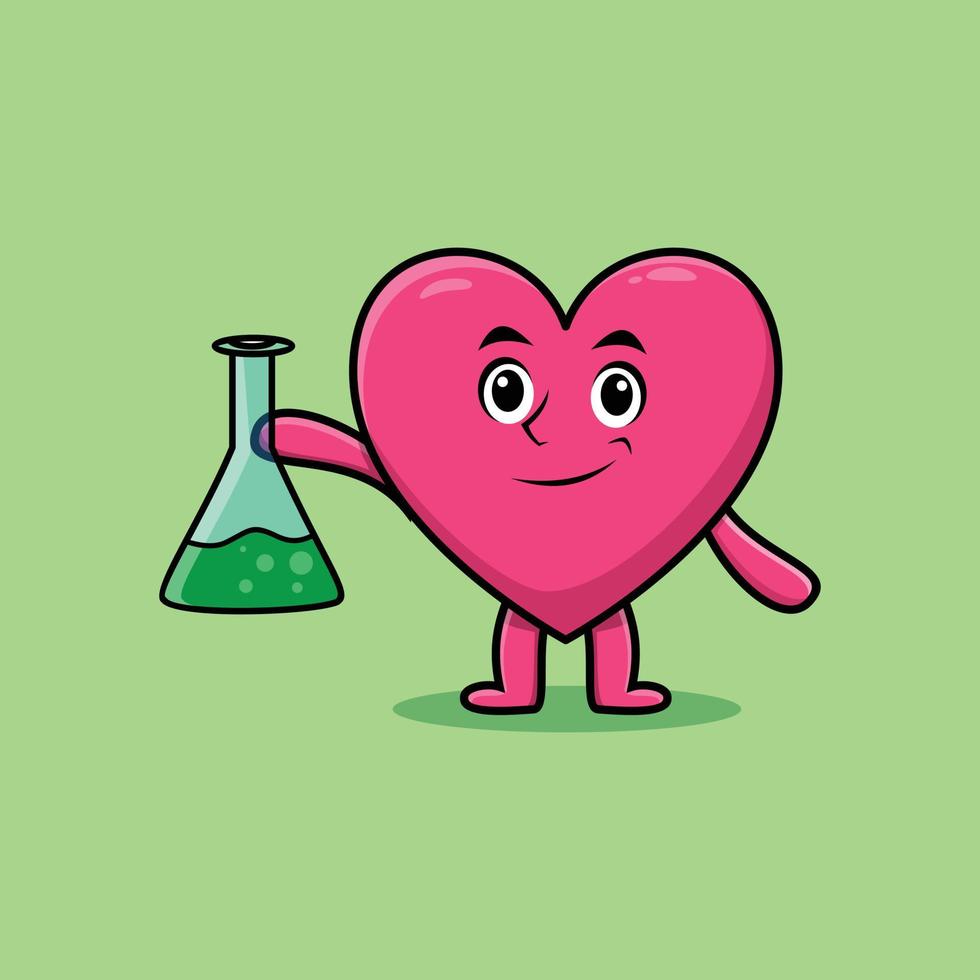 Cute cartoon lovely heart as scientist character vector