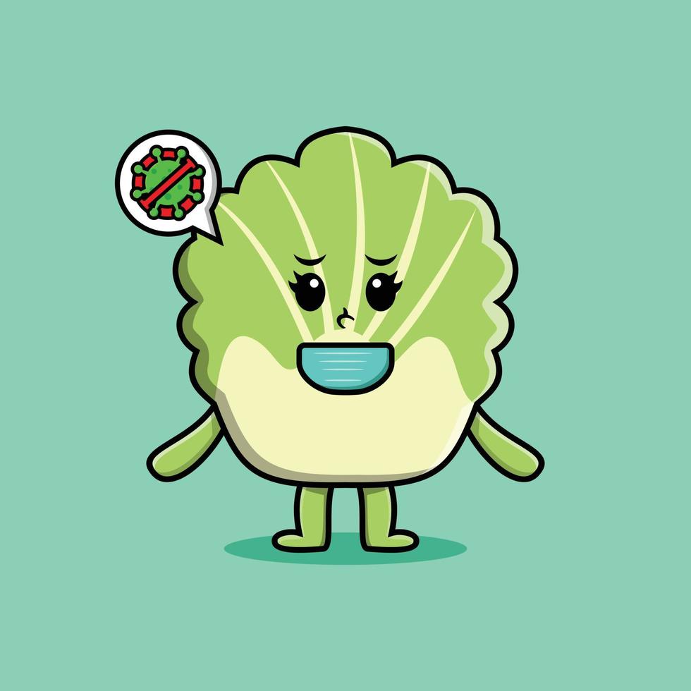 cartoon chinese cabbage using mask prevent virus vector