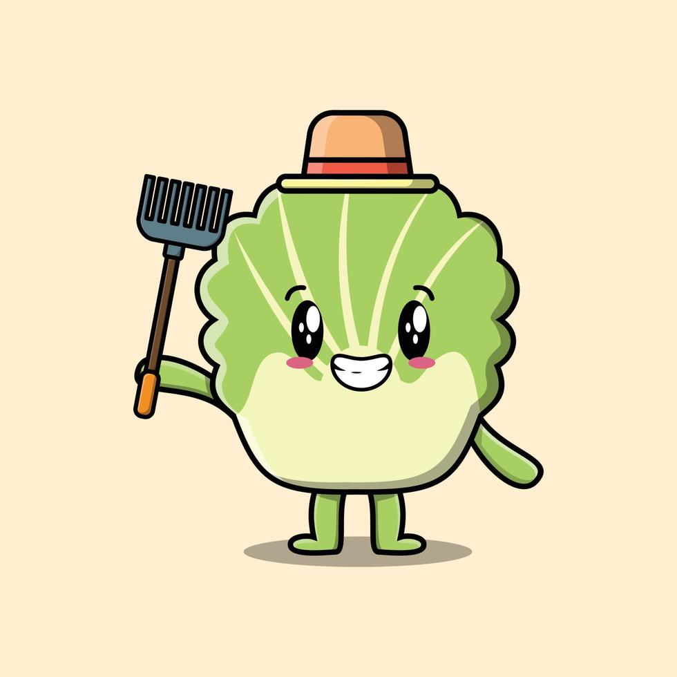 Cute cartoon Agricultural worker chinese cabbage vector
